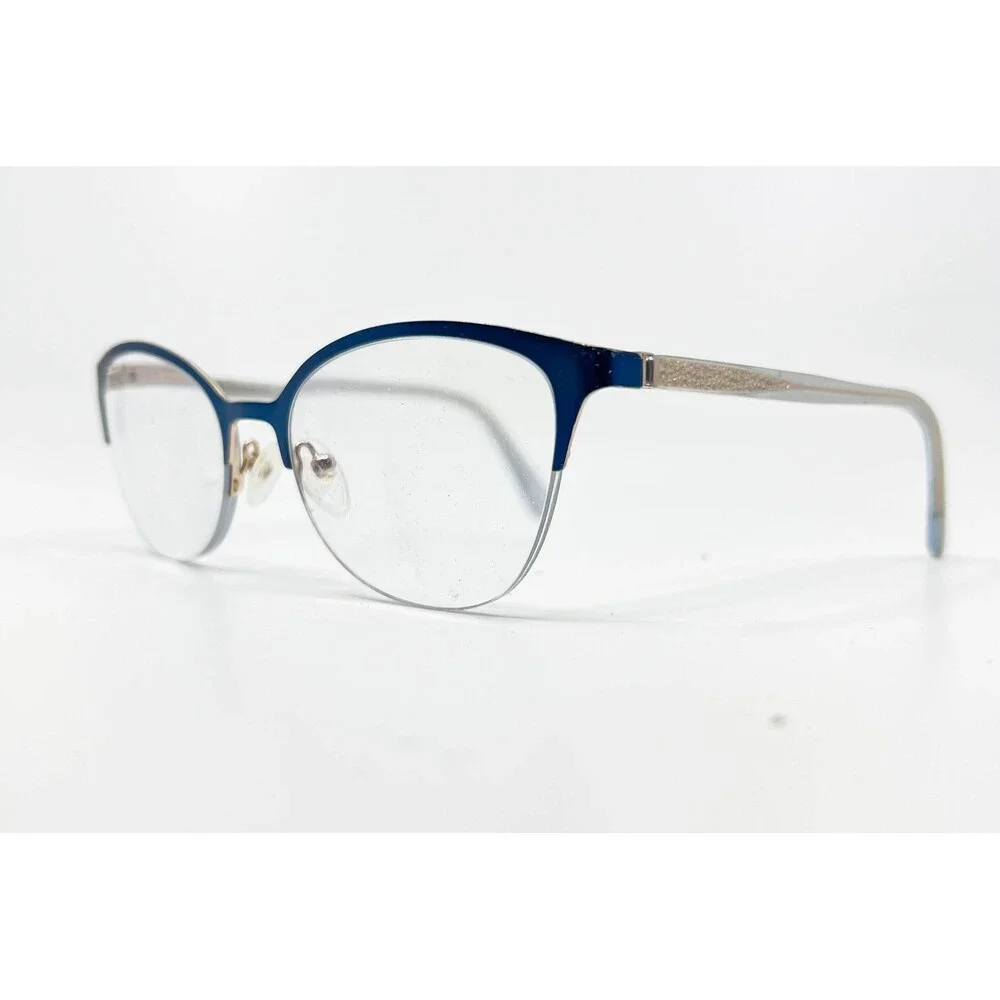 Saks Fifth Avenue Eyeglasses Womens Blue Cat Eye Semi-Rimless 53-18-135 314 OKY2